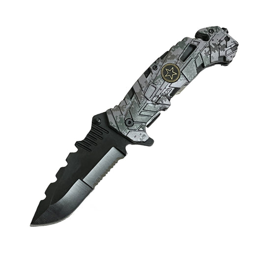 5" Spring Assisted Knife with Camo Nylon Fiber Handle